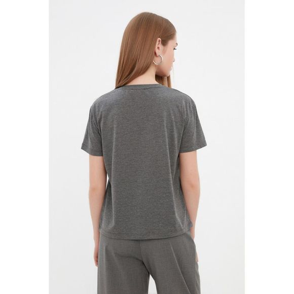 NWT Trendyol Women Semi-fit Crew neck Knit T-Shirt - Picture 5 of 8